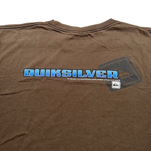 Y2K Quiksilver T Shirt Men XL short sleeve Brown Skate Surf Outdoors Baggy - Picture 9 of 12